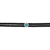 0.06ct Diamond & 0.45ct Composite Turquoise 14k White Gold Circle Cord Choker Necklace